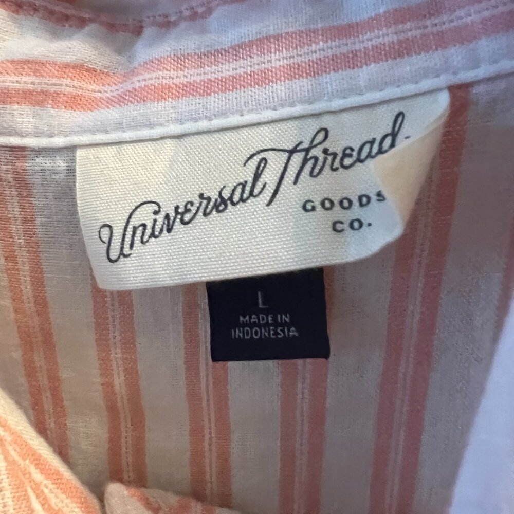 Universal Thread Pink and White Striped Button-Down - Size Large Casual